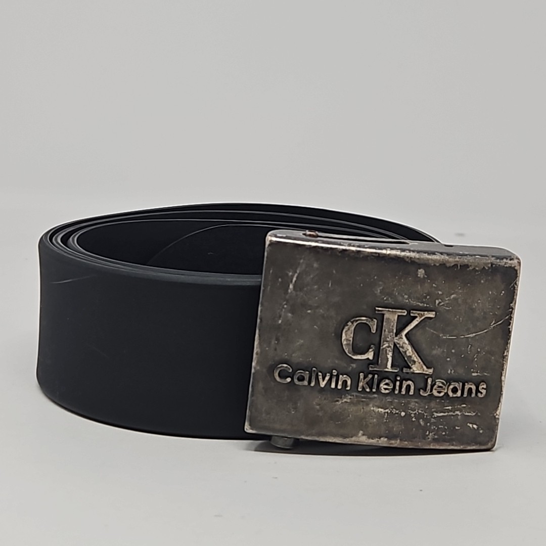 Calvin Klein Black Molded Synthetic Rubber Belt – Medium 412005 Large Buckle