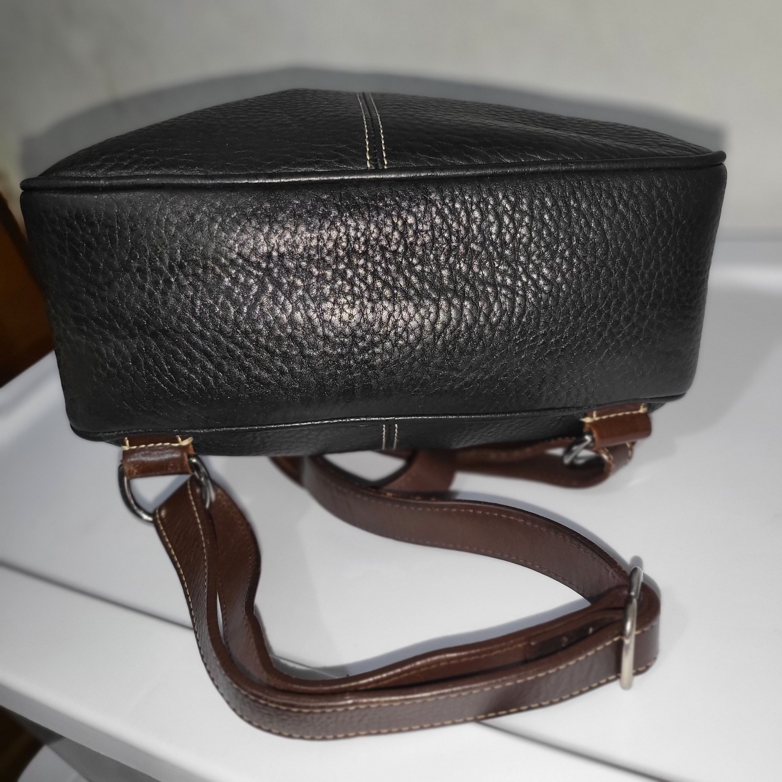 Dooney & Bourke Black Pebbled All Weather Leather Backpack Purse Y2K Zip
