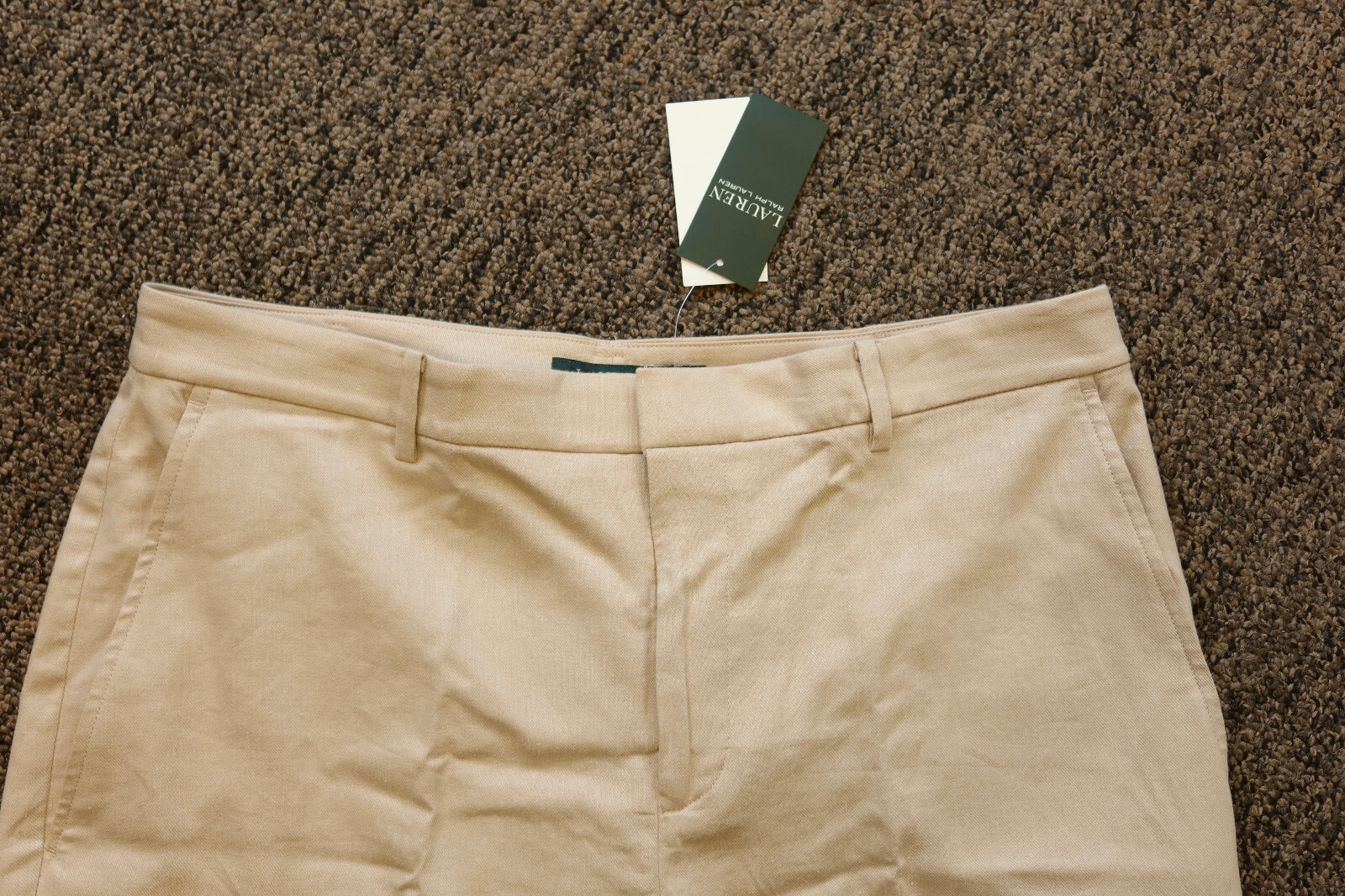 Lauren Ralph Lauren Women’s Wide Leg Cuffed Linen Blend Pants – Khaki – Size 14