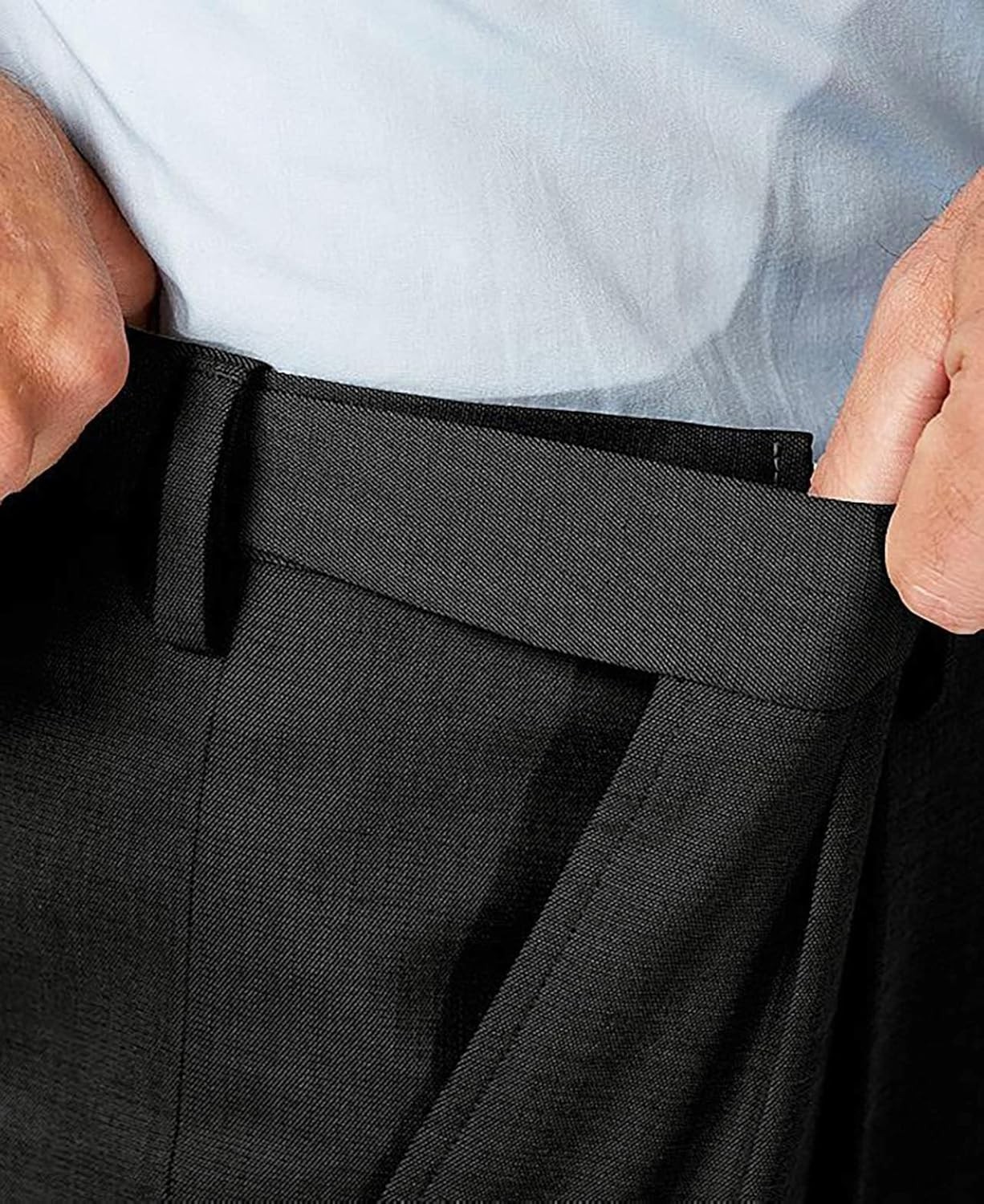 Mens Dress Pants Hidden Expandable Waist Premium Stretch Texture Weave Slacks