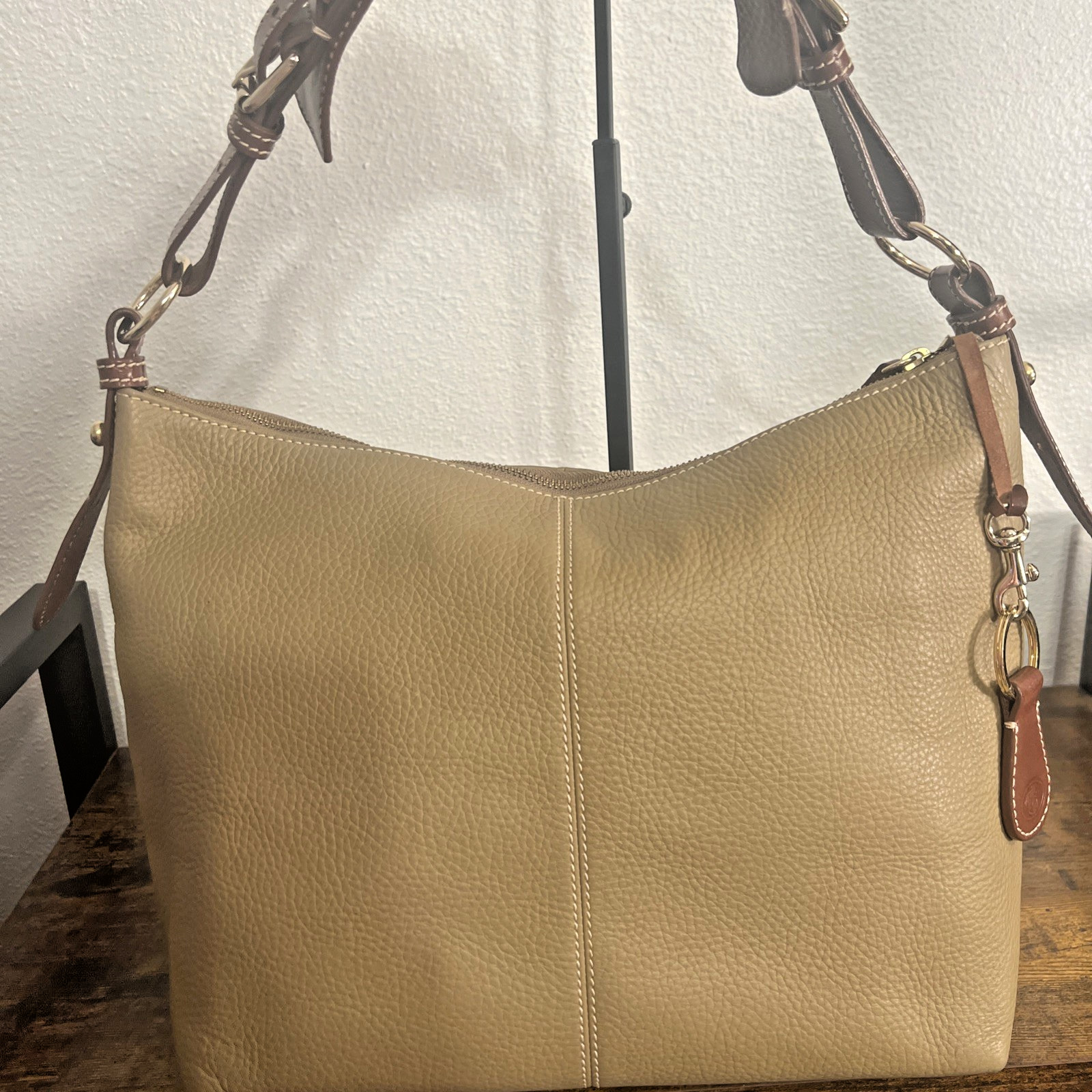 Dooney & Bourke Pebble All Weather Leather Hobo Shoulder Bag Taupe (Beige)