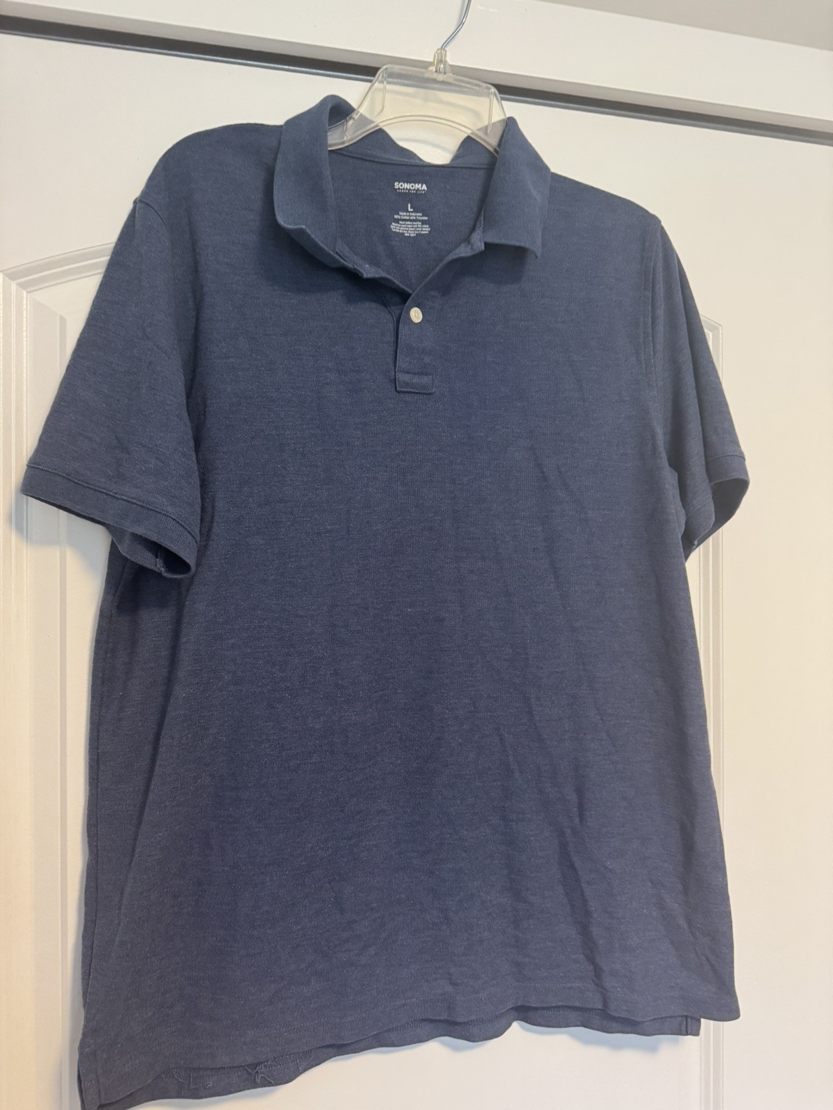 Sonoma Goods for Life Men’s L Regular Dark Blue Solid Short Sleeve Collared Polo