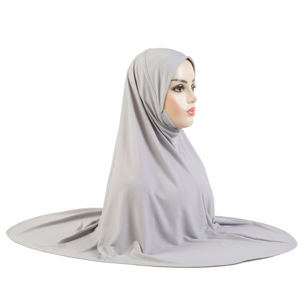 One Piece Full Coverage Long Head Scarf Wrap Solid Color Women Shawl