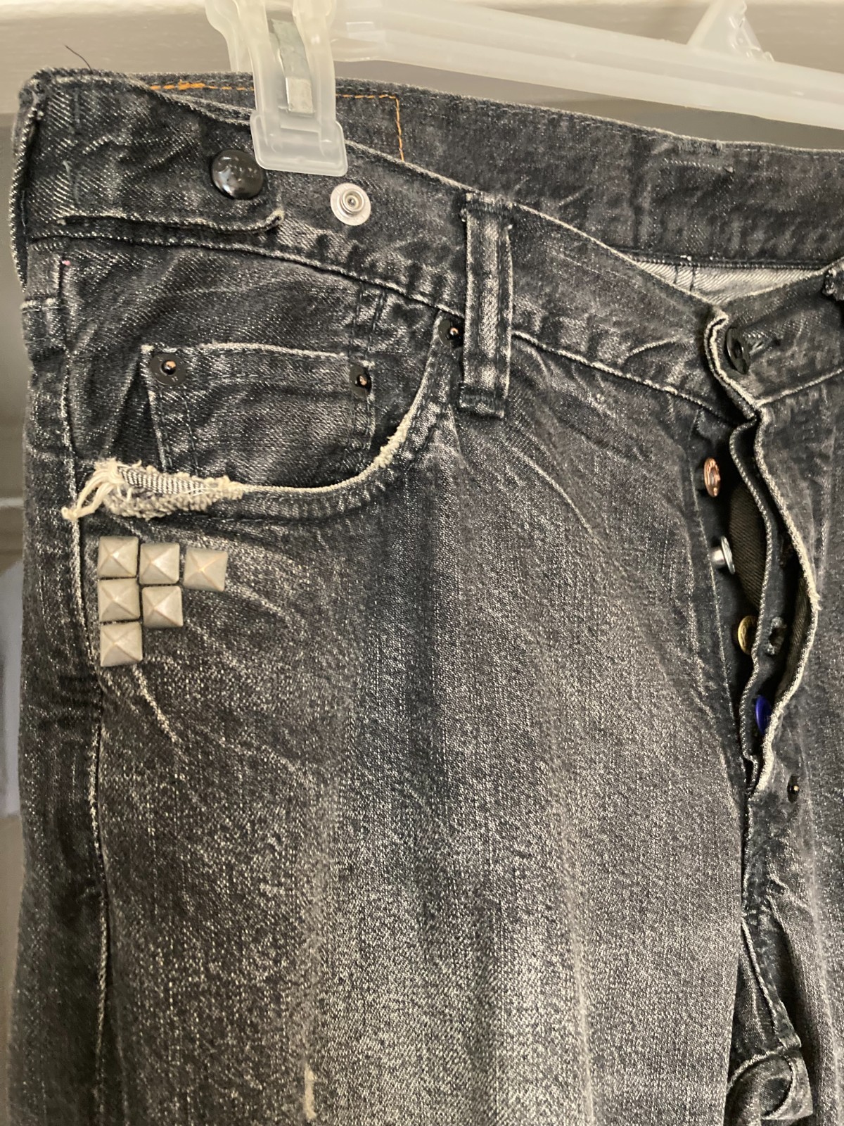 prps japan barracuda fit jeans black faded wash retail: $675 now US $98.25