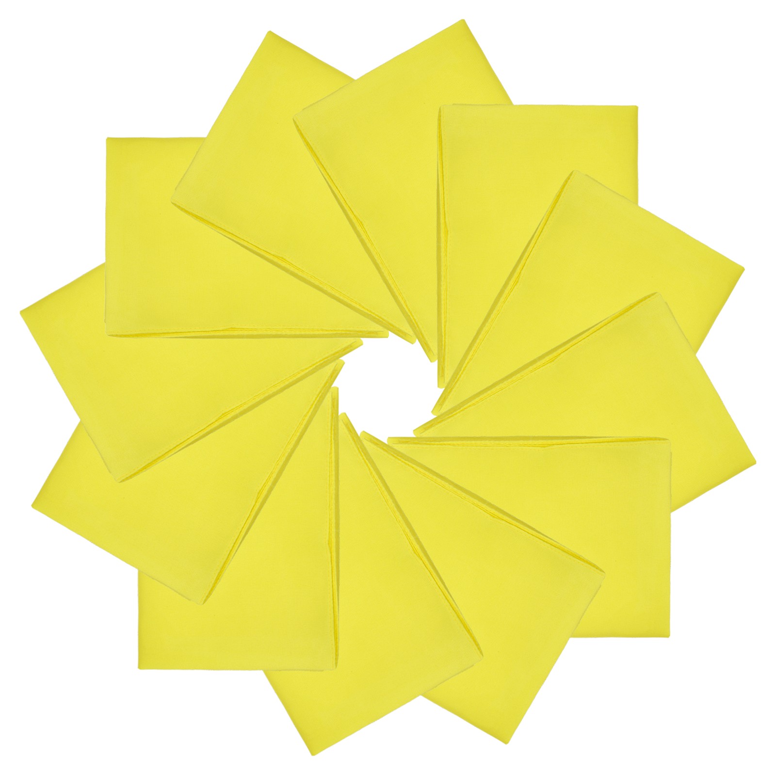 12Pcs 21″x21″ Large Solid Color Bandanas Bulk Blank Head Bandannas Yellow