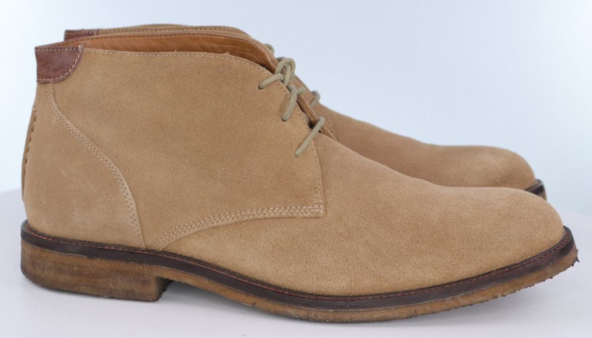 Johnston & Murphy Men’s Chukka Boots Size 11.5 M Suede Tan Sheepskin Lined