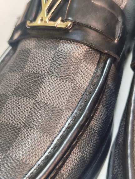 Louis Vuitton Damier Graphite LV Buckle Loafers Size 40 EU / 7 US Made in France