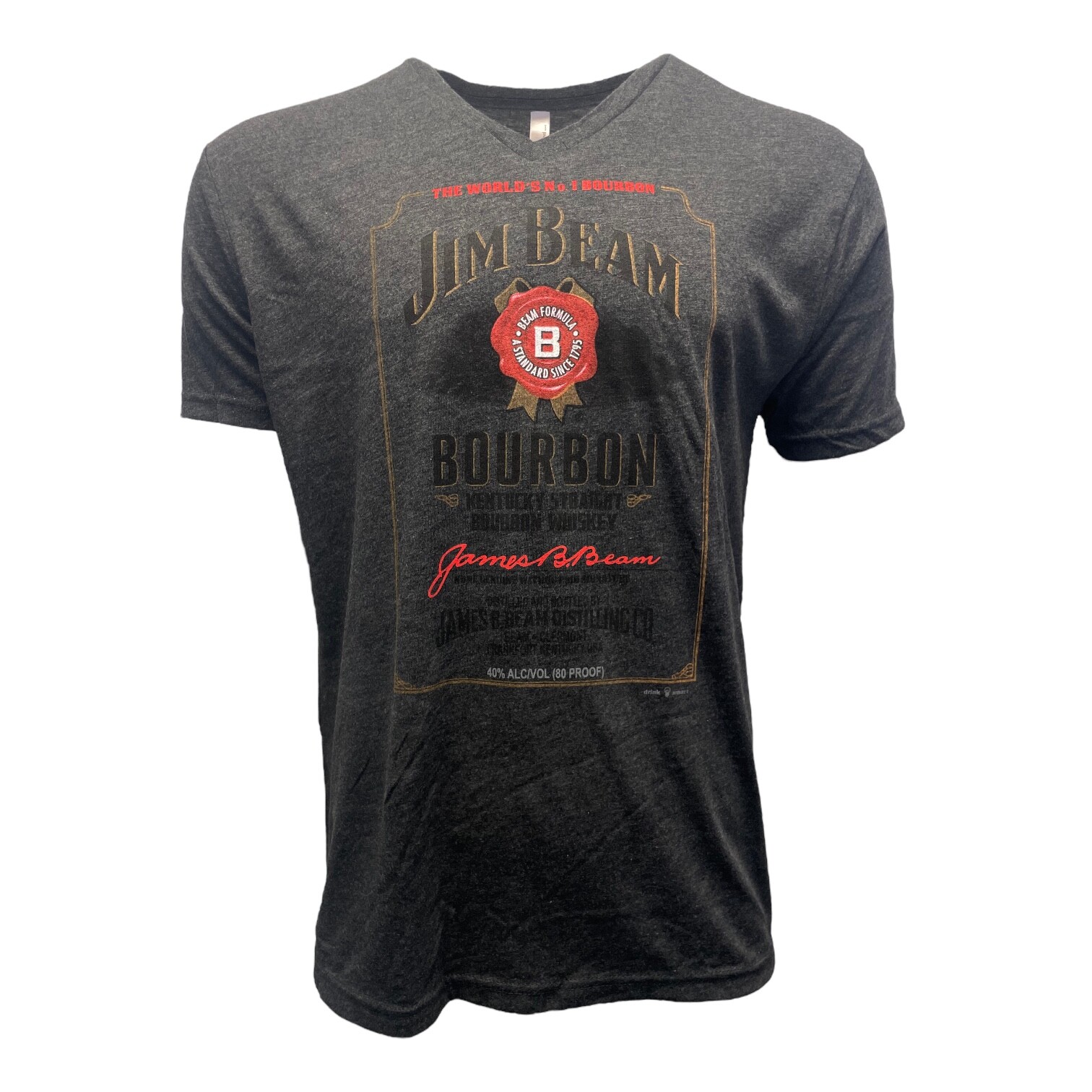 Men’s T-Shirt -JIM BEAM BOURBON-V-neck WHISKEY-Next Level Triblend Style# 6040