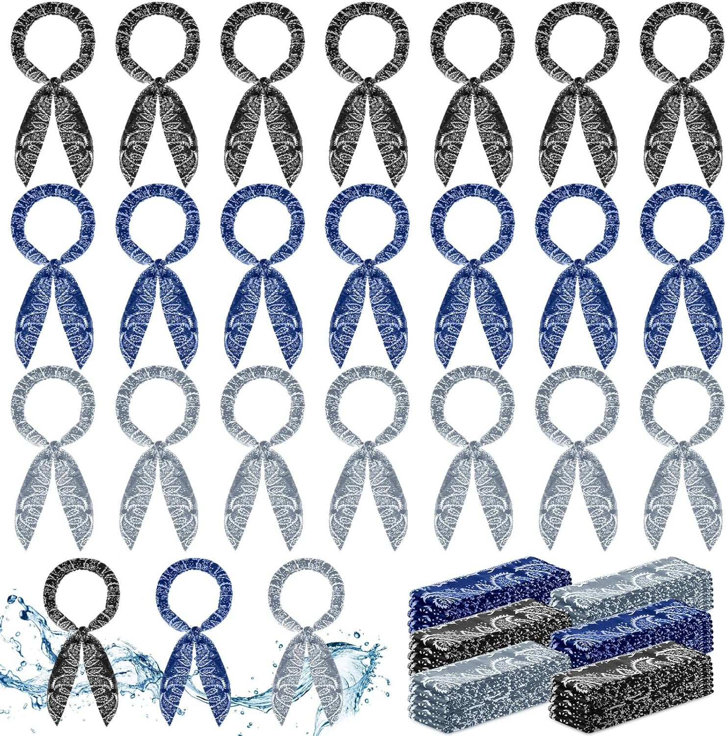 24 Pcs Cooling Neck Wraps Neck Cooler Wrap Scarf Bandanas for Hot Weather