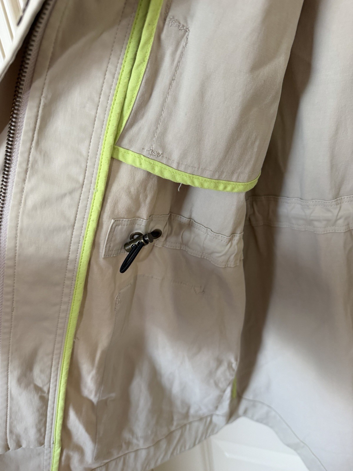 Lilla P Beige Utility Jacket Mid-Length Zip Snap Pockets Women’s Size S