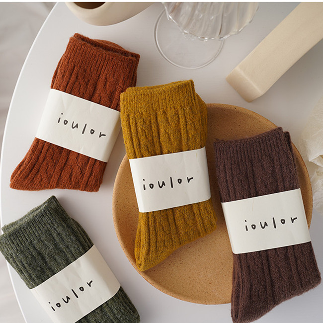 5 Pairs Wool Crew Design Knit Thick Soft Warm Fuzzy Color Girl Women Boots Socks