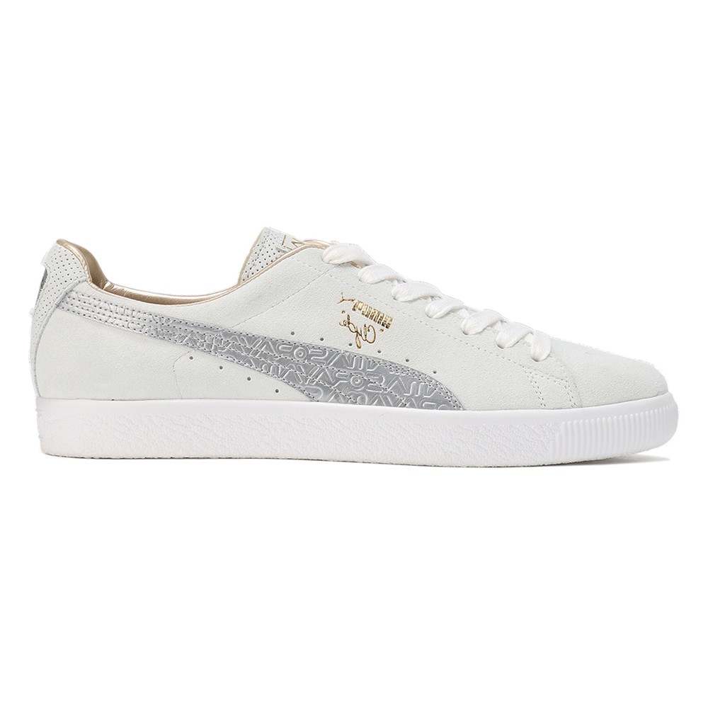 PUMA Clyde Mij Sorayama Metallic Lace Up Mens Off White Sneakers Casual Shoes 3