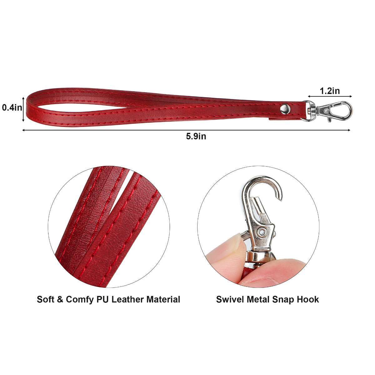 USA Leather Buckle Wrist Strap Replacement Hands-Free Wristlet for Purse Wallets