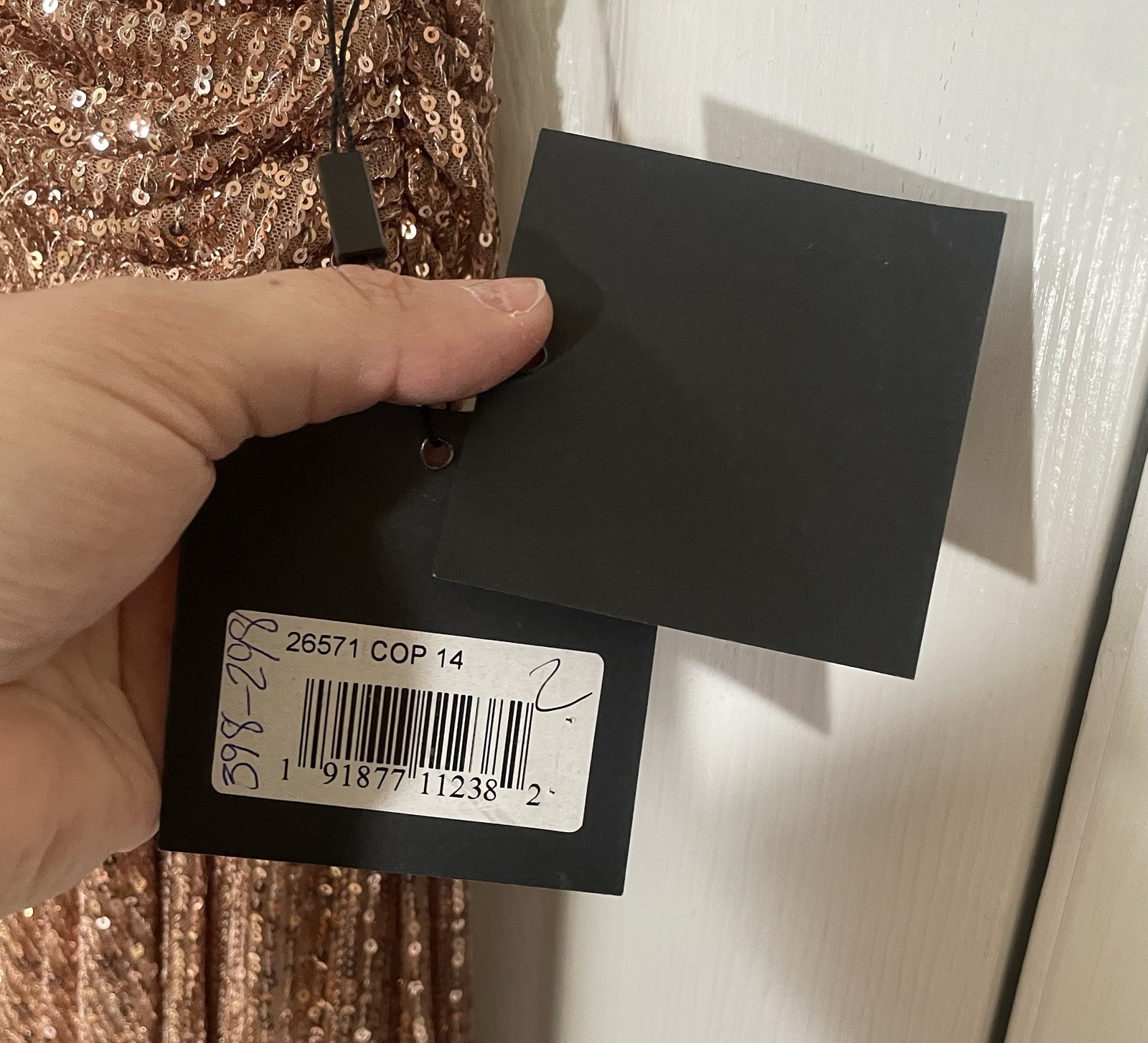 Ieena By Mac Duggal Dress Gown Size 14 Drop Shoulder Sequin New NWT Rose Gold