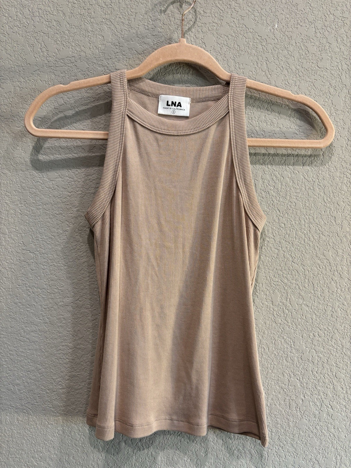 LNA Beige Tan Ribbed Stretch Tank Top Women’s Small
