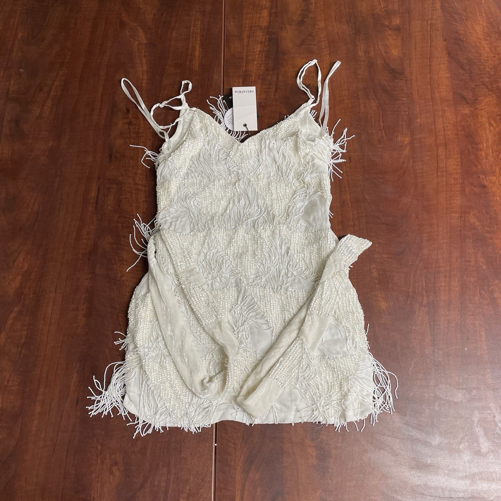 Retrofete Claire Sequin Fringe Flapper Mini Dress Wedding XS Xtra Small