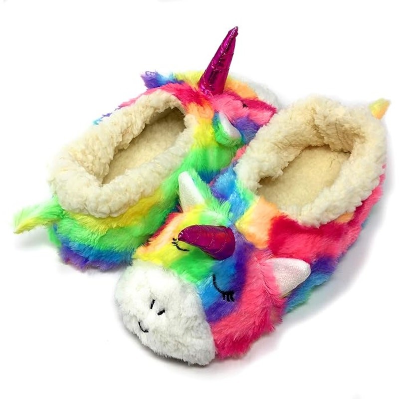 OOOH GEEZ YEAH Unicorn Sherpa Non-Slip Slippers, size Small (5-6), NEW