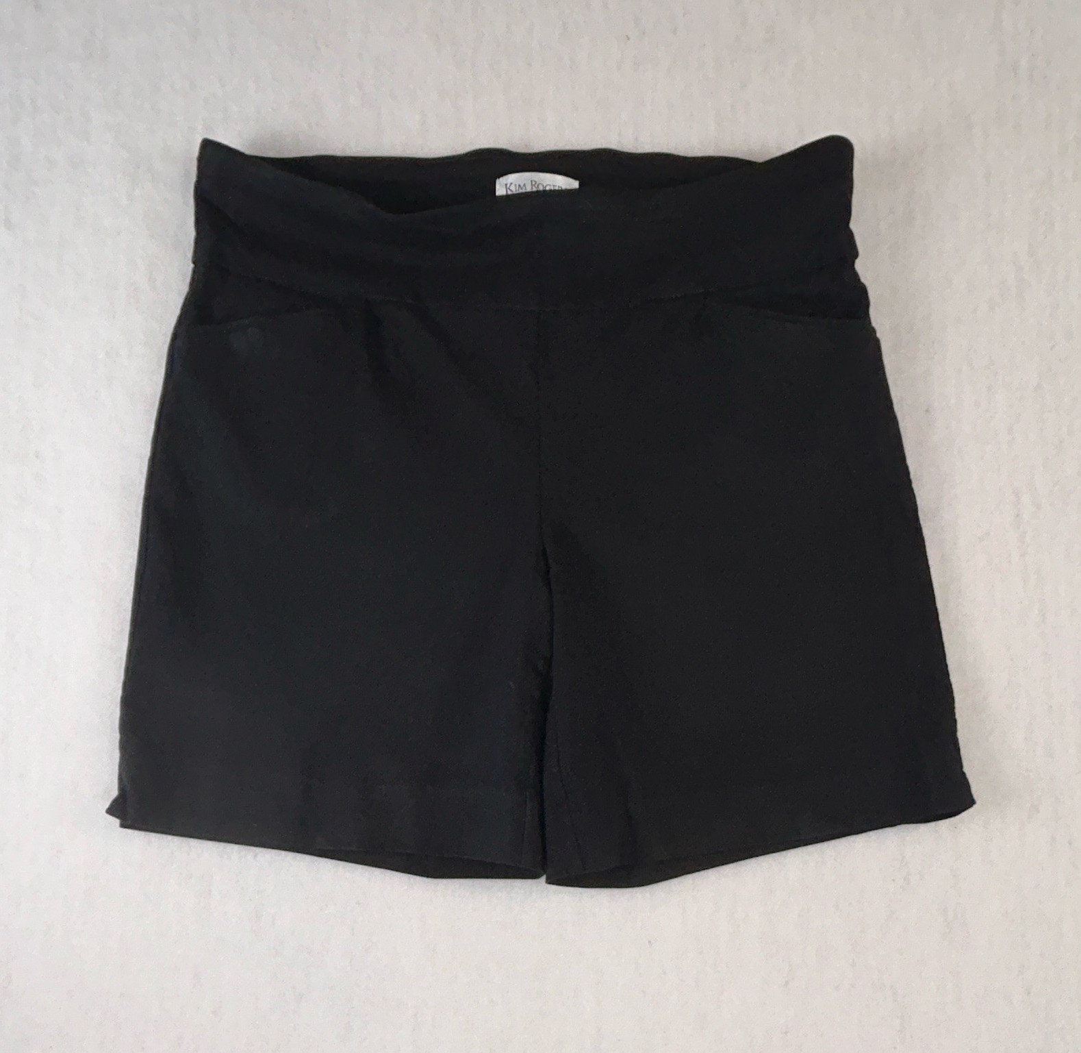 Kim Rogers Women’s Black Solid Bermuda Shorts Pockets Stretch Size 12 Regular