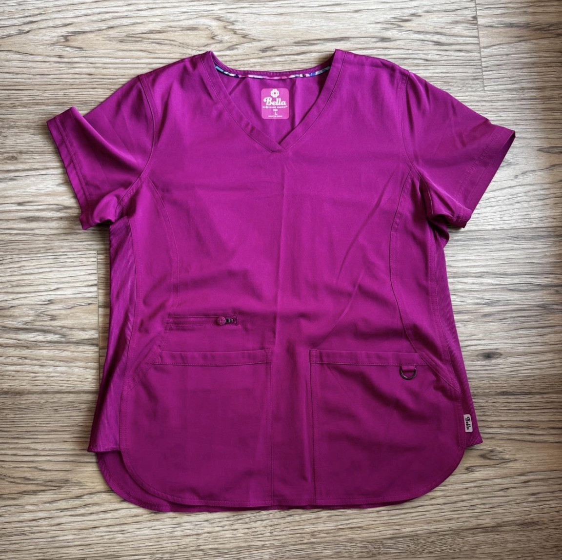Bella by Zavata Apparel Women’s V-Neck Scrub Top Purple L Style 1160