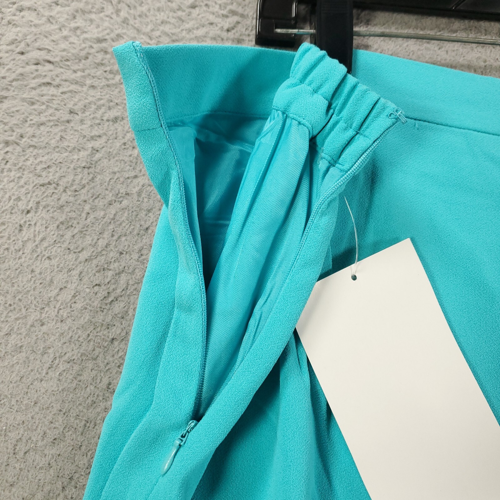 New Womens Size 16 Pants Ruffled Wide Leg Teal Blue Side Zip Waist Lined 35×29