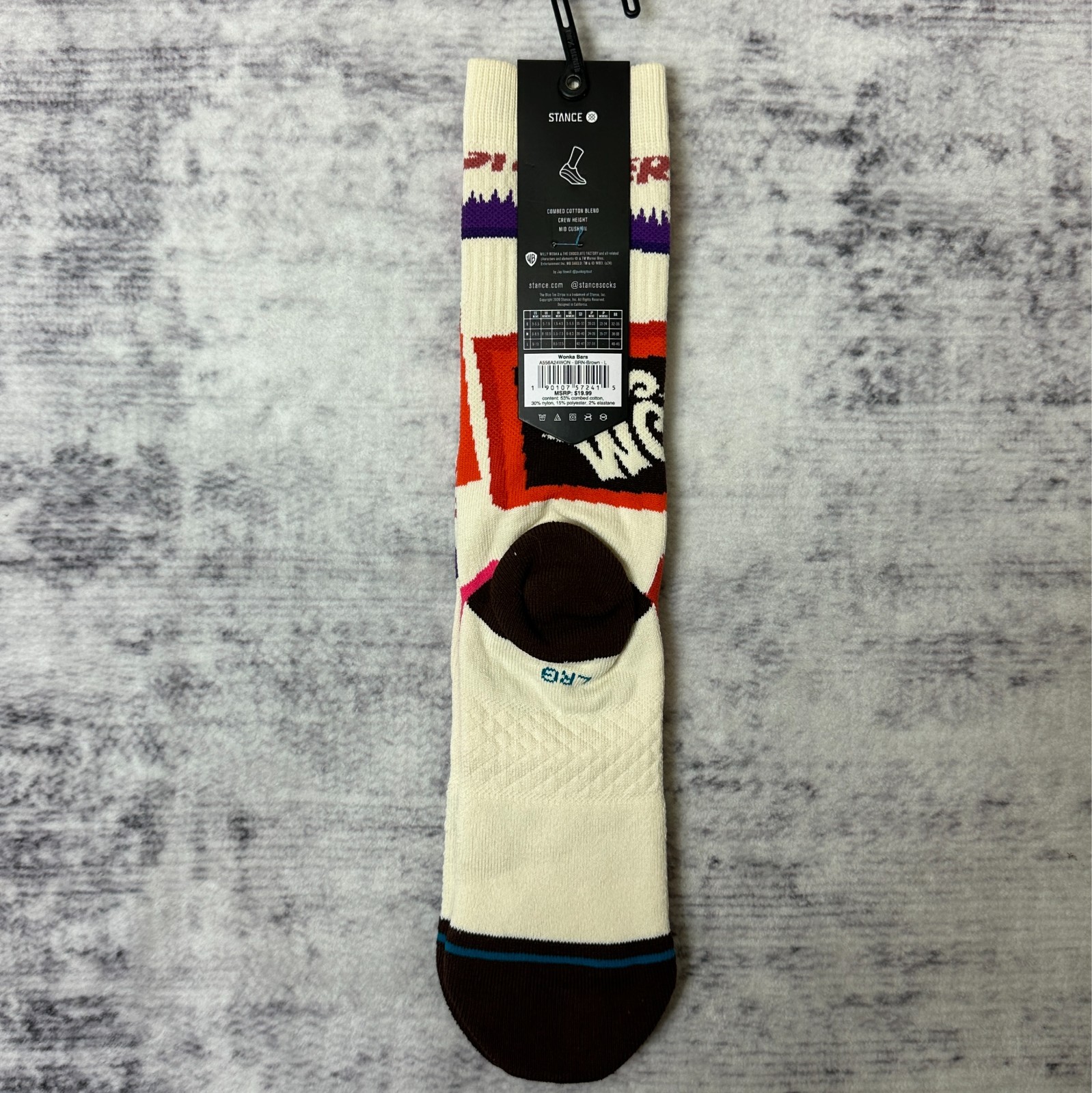 NWT Stance Wonka Bars Willy Wonka Chocolate Factory Crew Socks Men’s Large 9-13