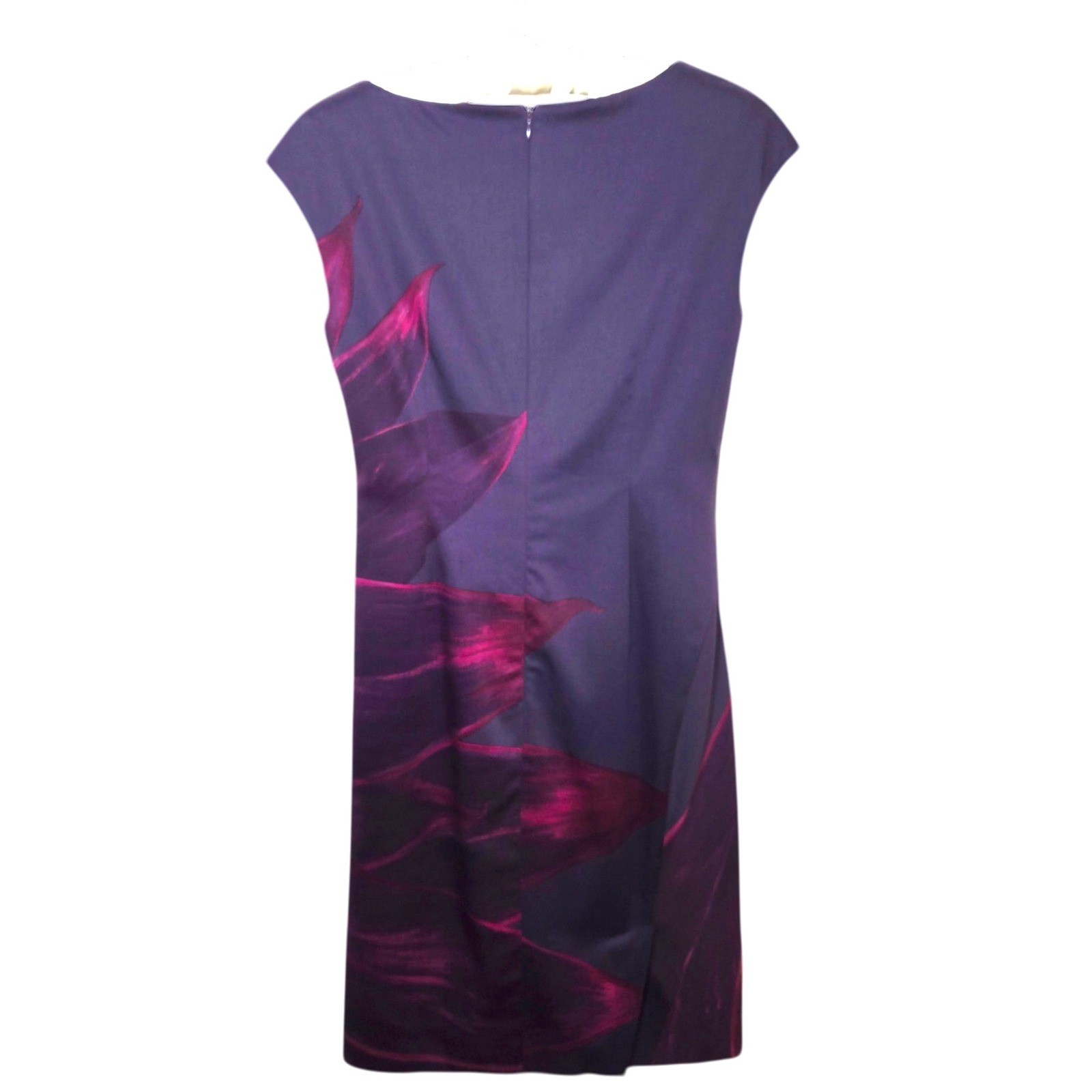 Max Mara Purple Magenta Floral Ruched Sheath Dress Made in Italy Size 8