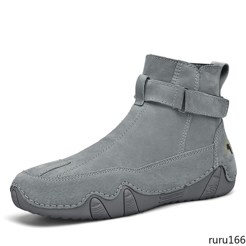 Men’s Suede Ankle Boots Side Zipper Buckle Casual Outdoor High Top casual Boots
