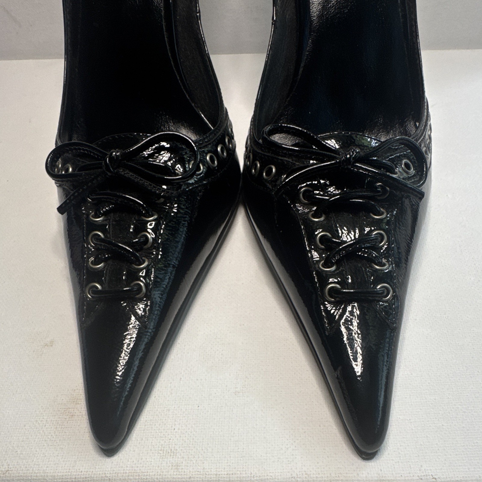 Saraya Personal Collection Jeffrey Campbell Black Patent Lace Up Grommet Heels 8