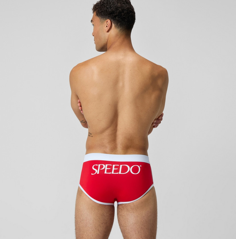 Speedo Men red Retro old school swim Brief swimwear size 30 32 34 36