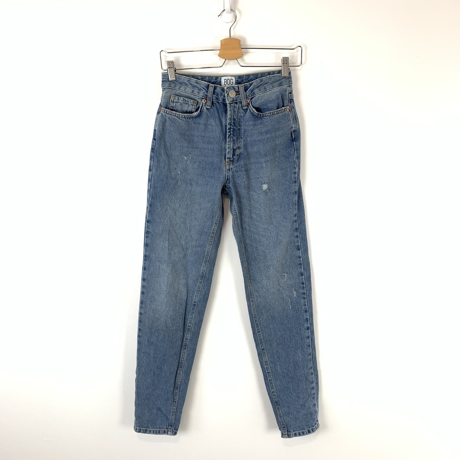 BDG Jeans Womens Size 24 Blue Mom High Rise Distressed 100% Cotton Casual