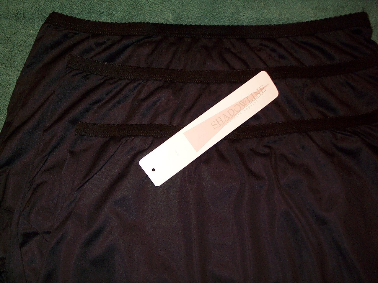 3 Pair Size 7 Black 100% Nylon Full Brief ShadowLine NO Cotton Crotch or Seams