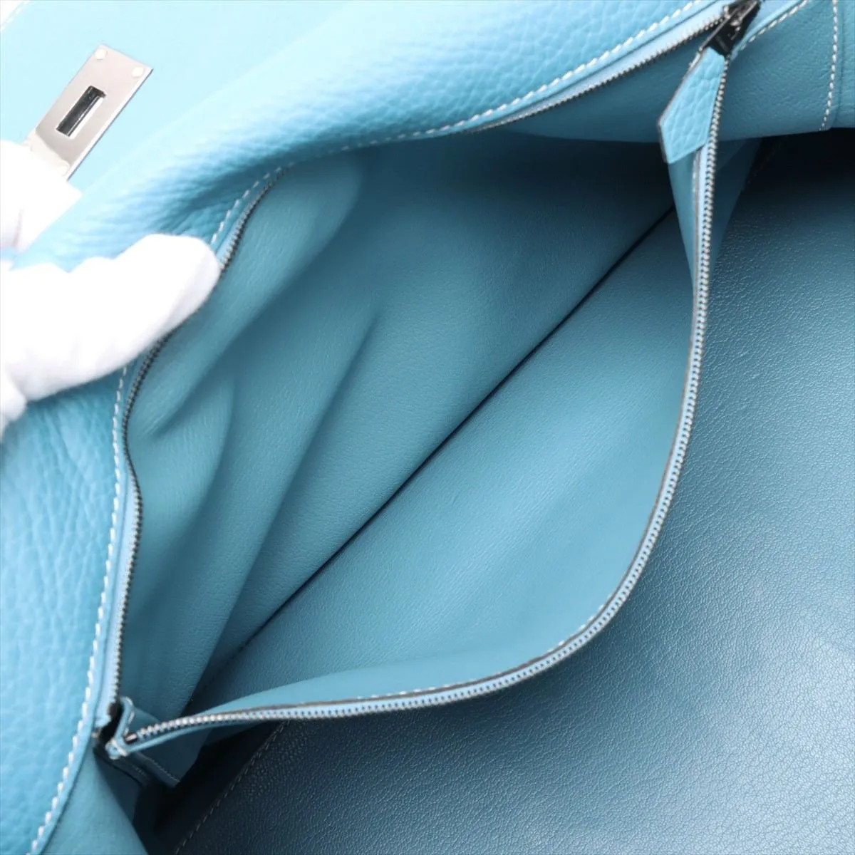 Hermès Kelly 50 Le Tournay Taurillon Clemence Blue Jean Silver Metal Fittings □L