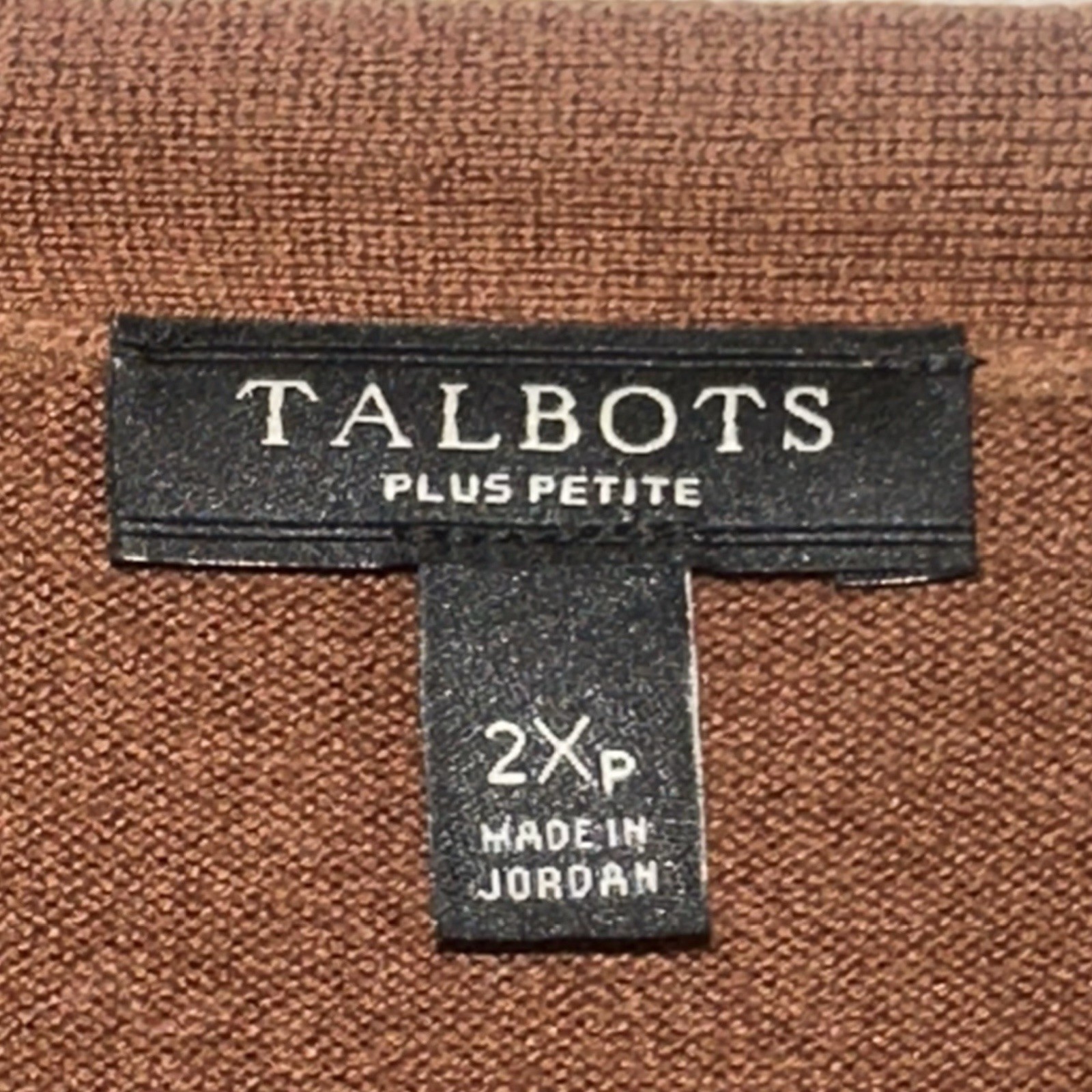 Talbots Womens 2XP Scallop Brown Solid Tight-Knit Sweater Cotton Classic Stretch