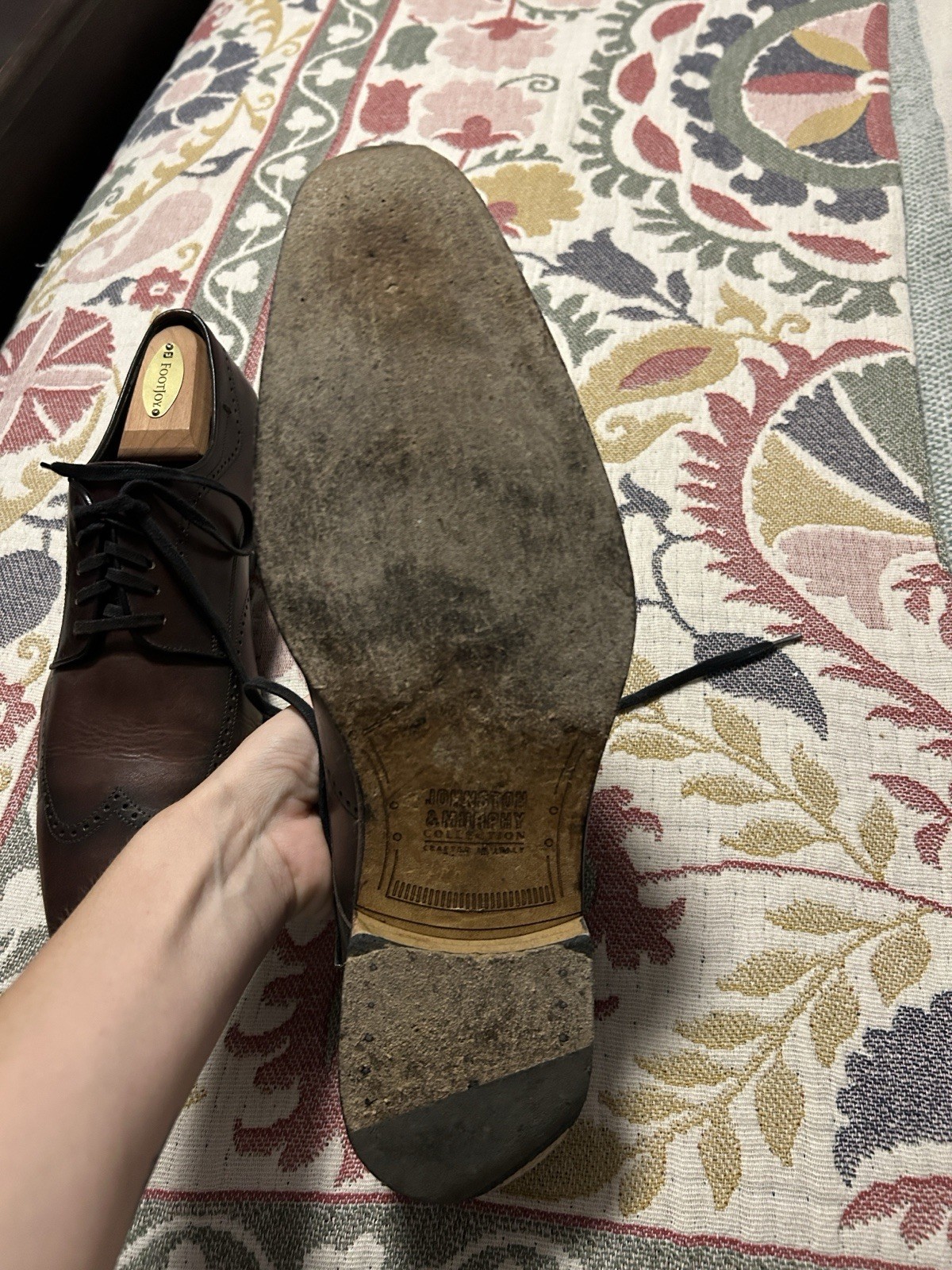 Johnston & Murphy Men’s Brown Leather Wingtip Brogue Lace-Up Oxford 9.5