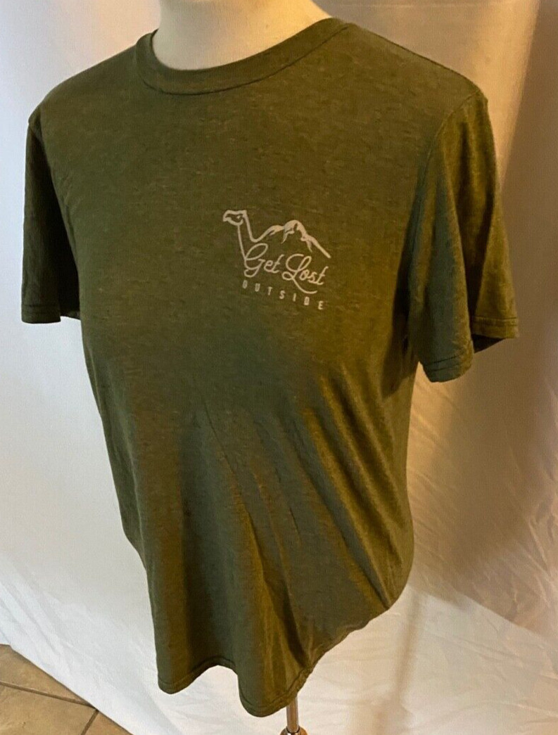 Anvil Women’s Green Medium T-Shirt Get Lost Outside Army Green Crew Neck