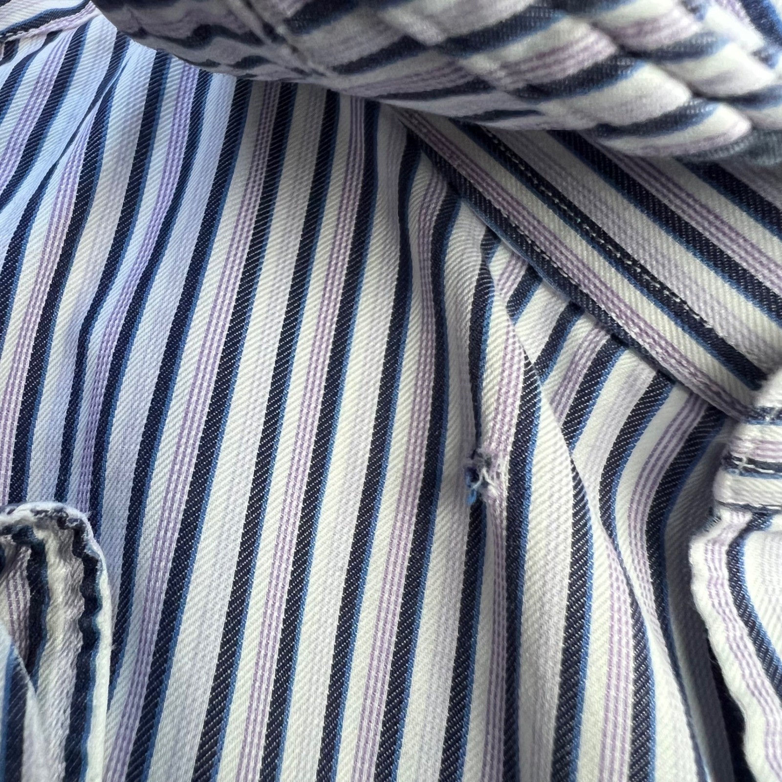Ermenegildo Zegna Men’s Striped Dress Shirt XL Made in Turkey Missing Buttons