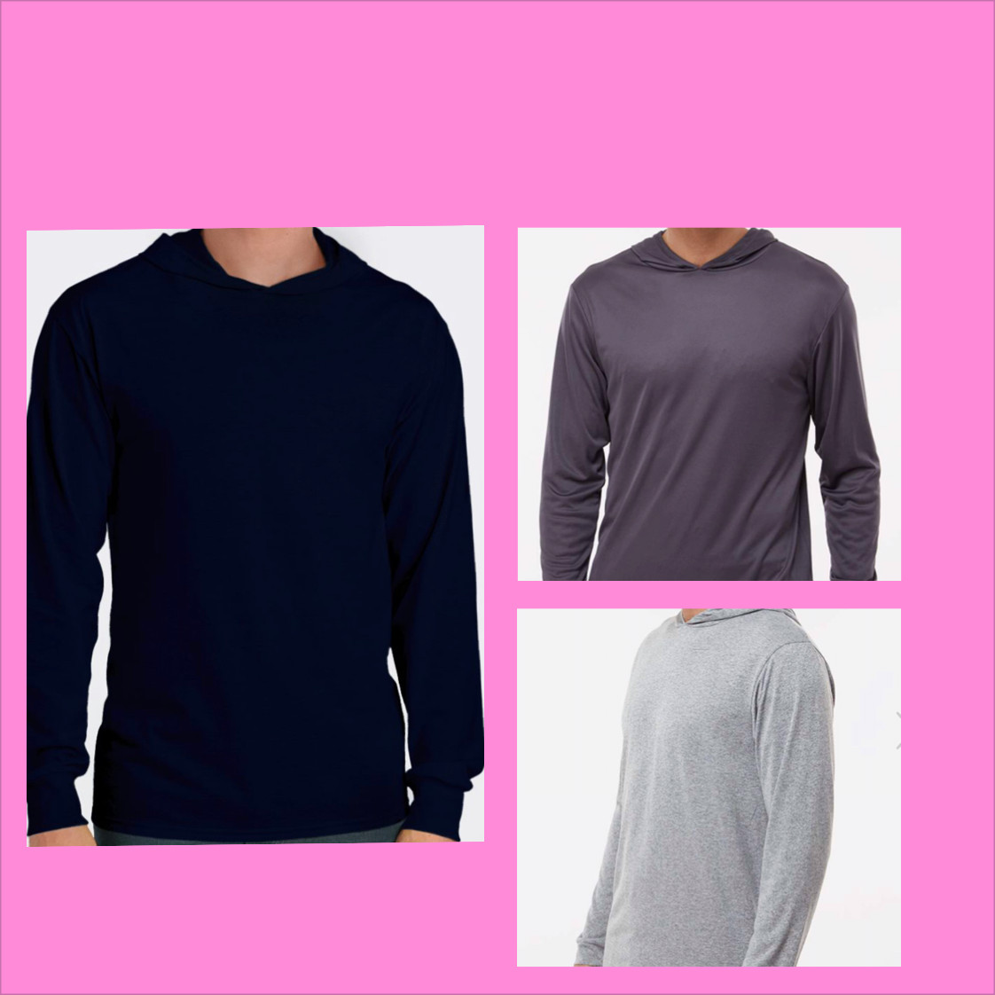 MEN HOODED T SHIRT LIGHT WEIGHT OUT DOOR WORK HOODIE LONG SLEEVE ACTIVE T-SHIRT