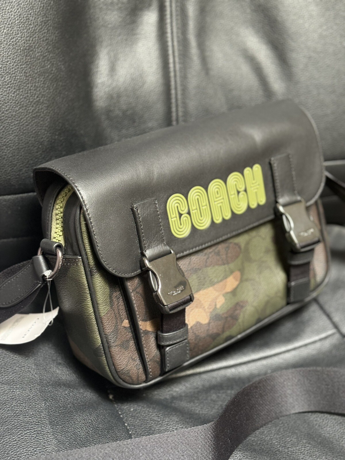 NWT Coach Men’s Track Crossbody with Camo Print & Coach Patch CC018 Green Multi