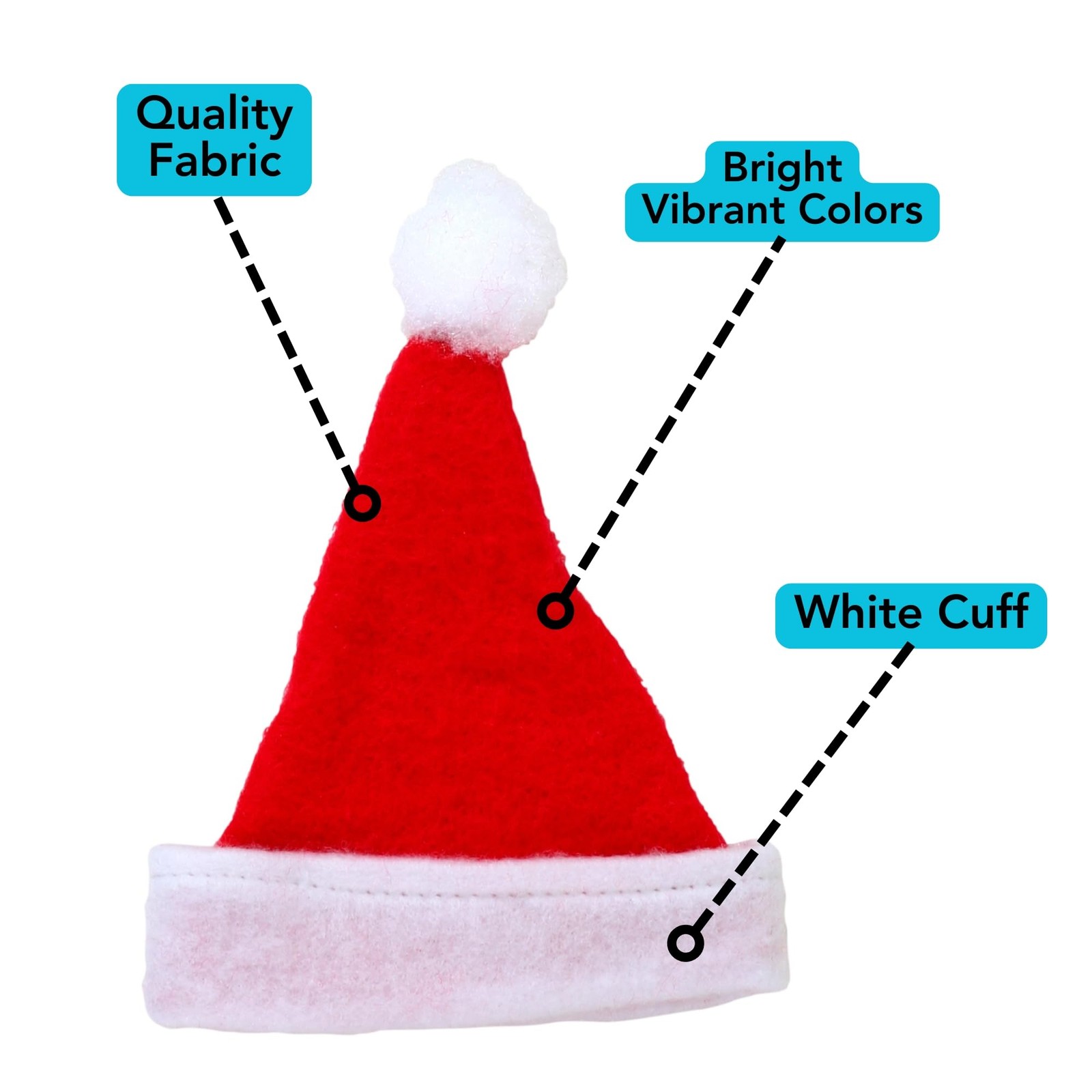 Mini Adornos De Gorros De Papa Noel De Fieltro, Rojo, Paquete De 12