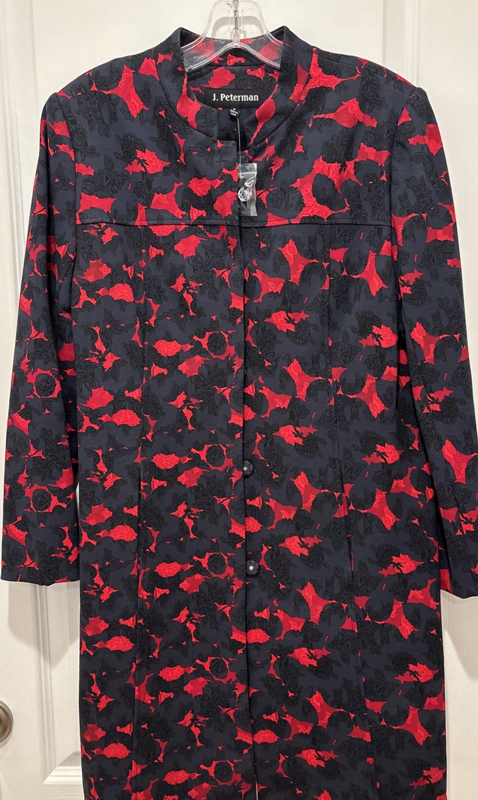 J PETERMAN KNEE LENGTH RED/NAVY JACKET