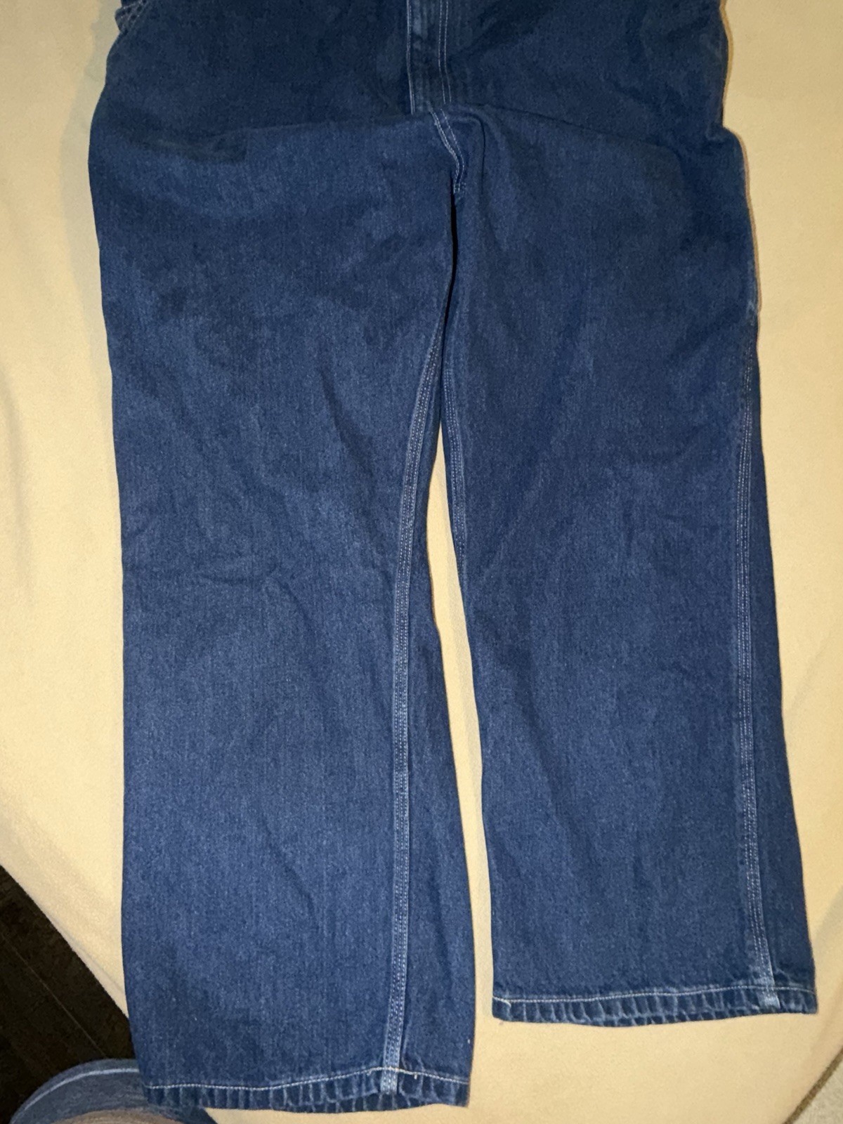 Carhartt Blue Denim Bib Overalls Loose Fit Men’s Construction OR4672-M