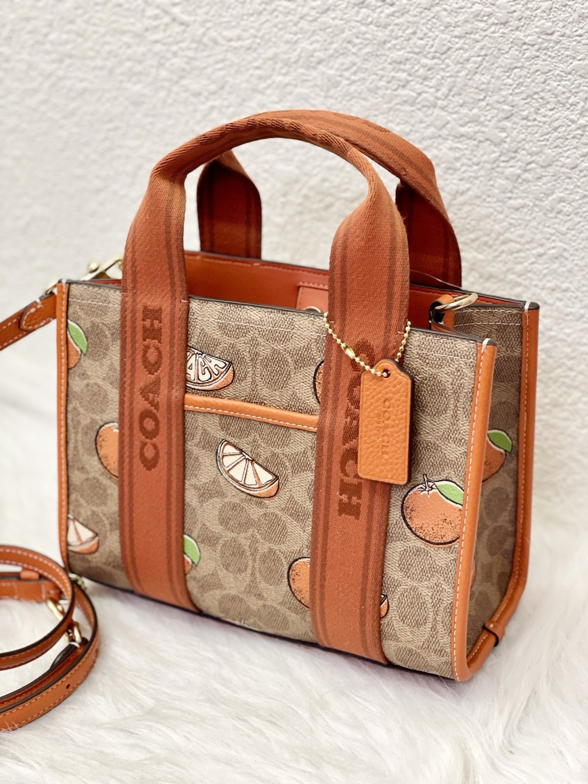 Coach Smith Tote Bag 24 In Signature Canvas With Orange Print CAR81 NWT Limited