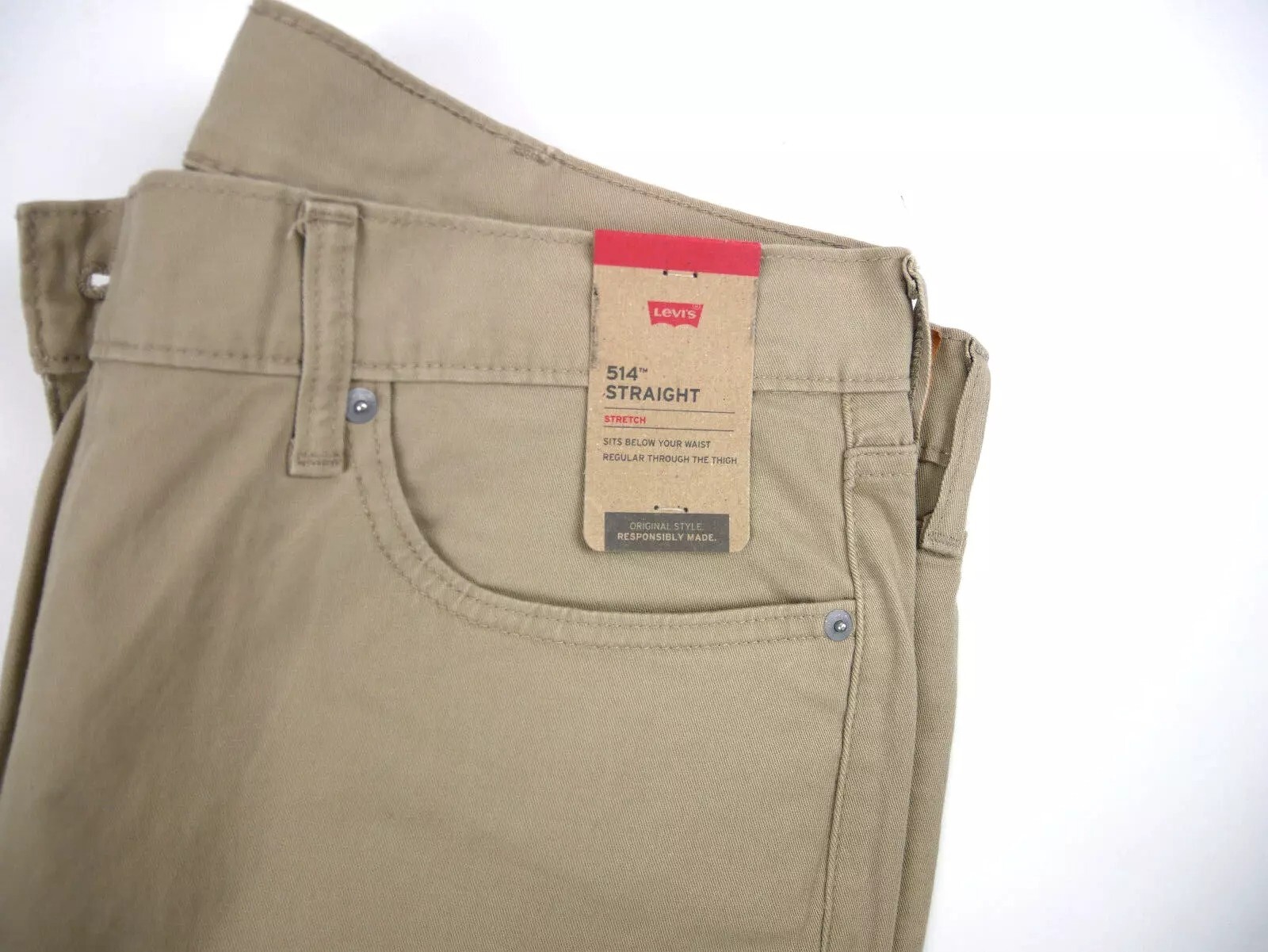 LEVIS 514 Straight Stretch Tan Khaki Mens Jeans Pants Twill NWT Size 36×30
