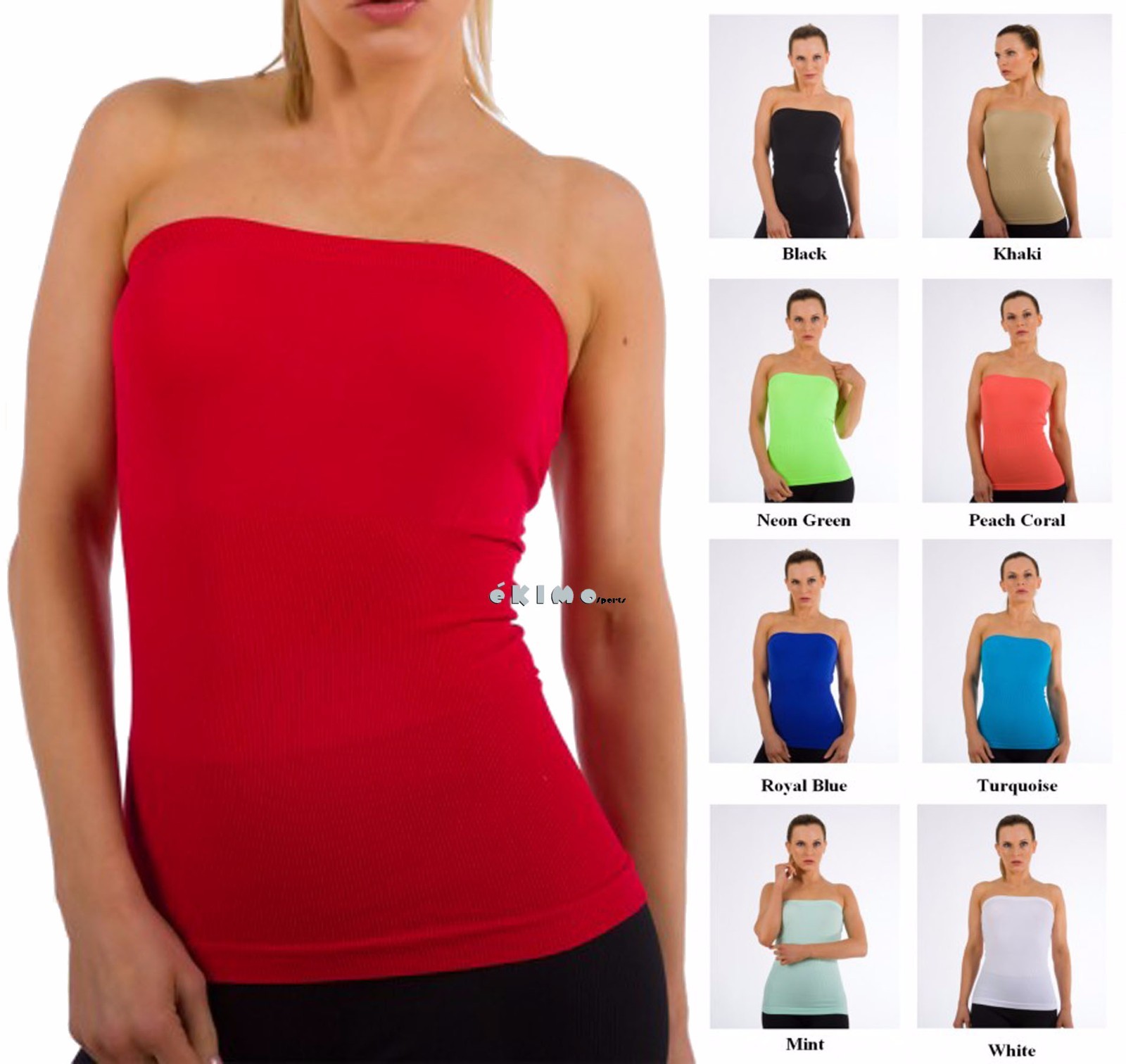 Sleeveless Strapless Tube Top long Bandeau Basic Layering Off Shoulder Shirt