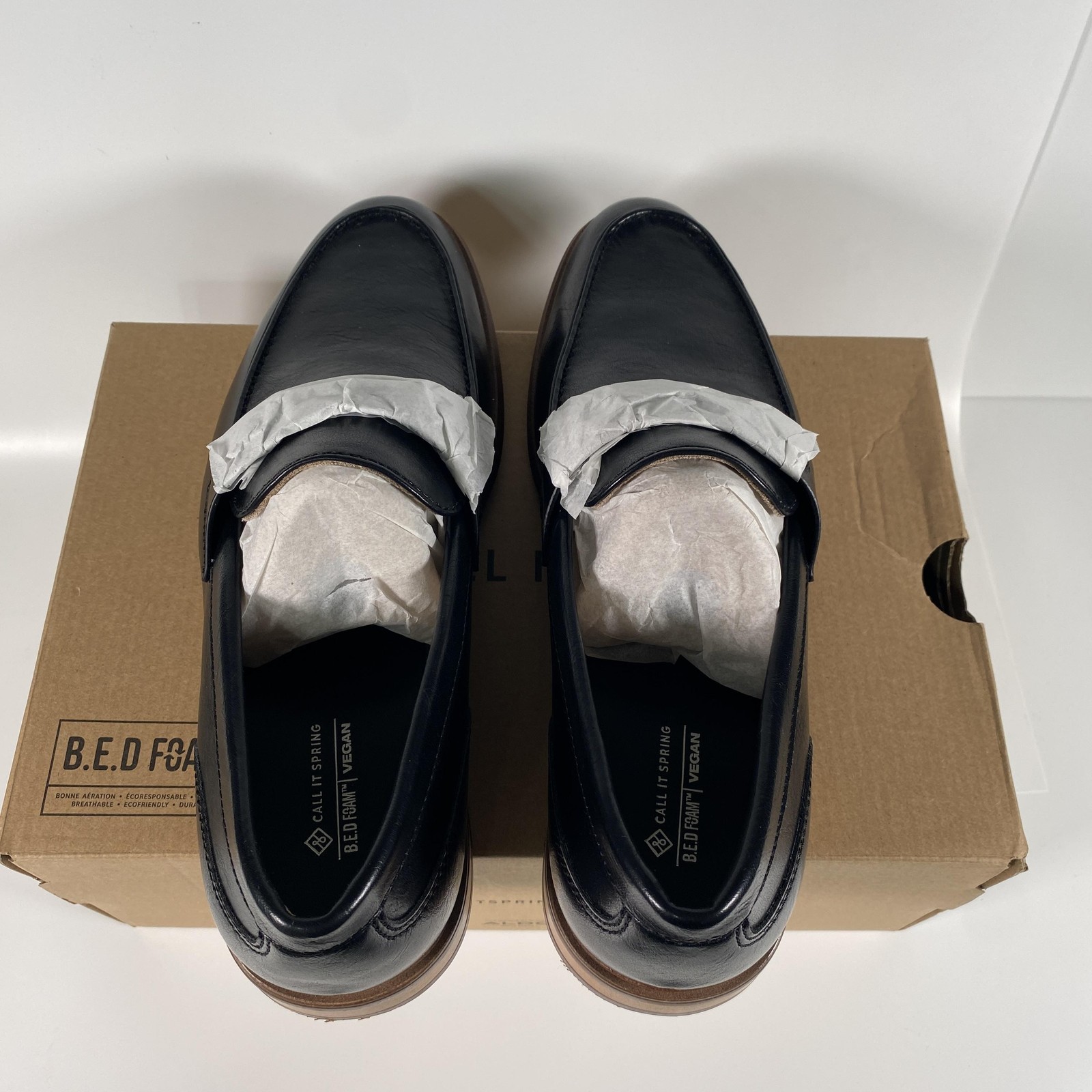 Call It Spring Hearthcliff-001 Loafer Shoes Mens Size 9.5D Black Vegan Dress
