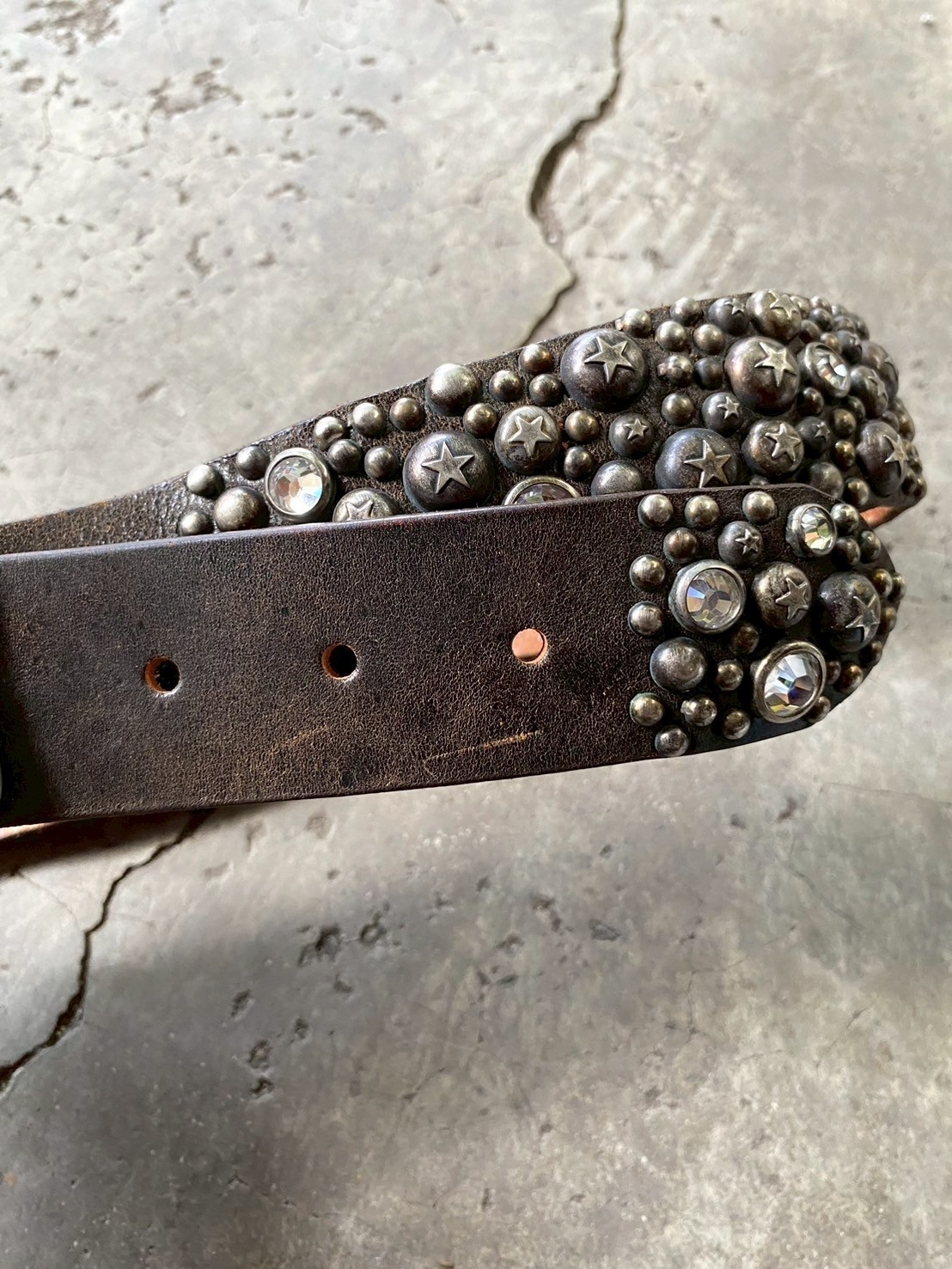 OLD STUD Handmade Studded Black Leather Belt Made in USA Vintage Archive