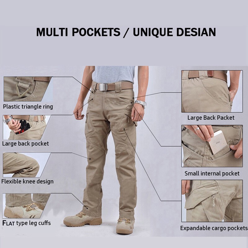 US Men Tactical Cargo Pants Soldier Straight-fit Work Combat Trousers Outdoor A