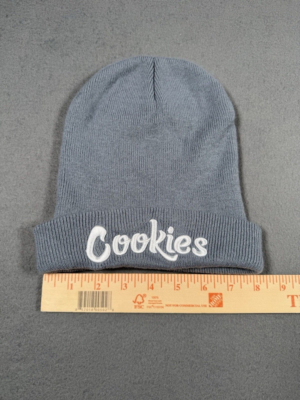 Cookies SF Original Mint Cuffed Knit Beanie Hat – Gray&White Embroidered Script