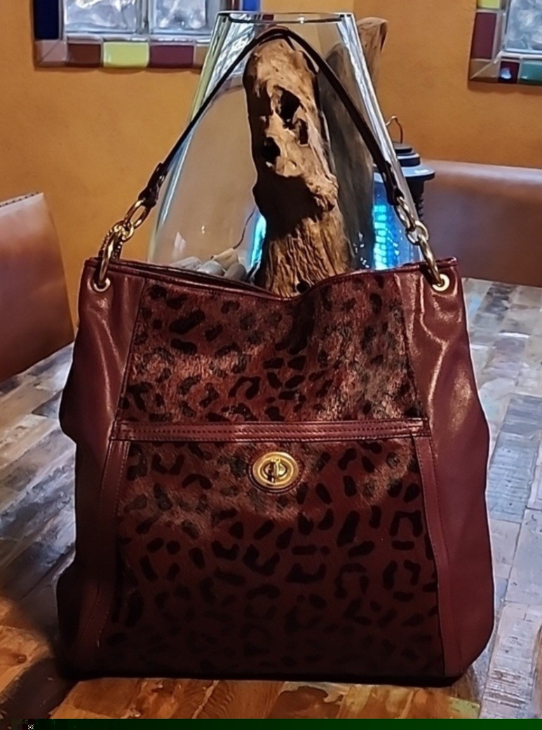 HTF Coach Half-Calf Wine Leopard Patrern Leather Shoulder Bag *GORGEOUS!* 4.9/5*
