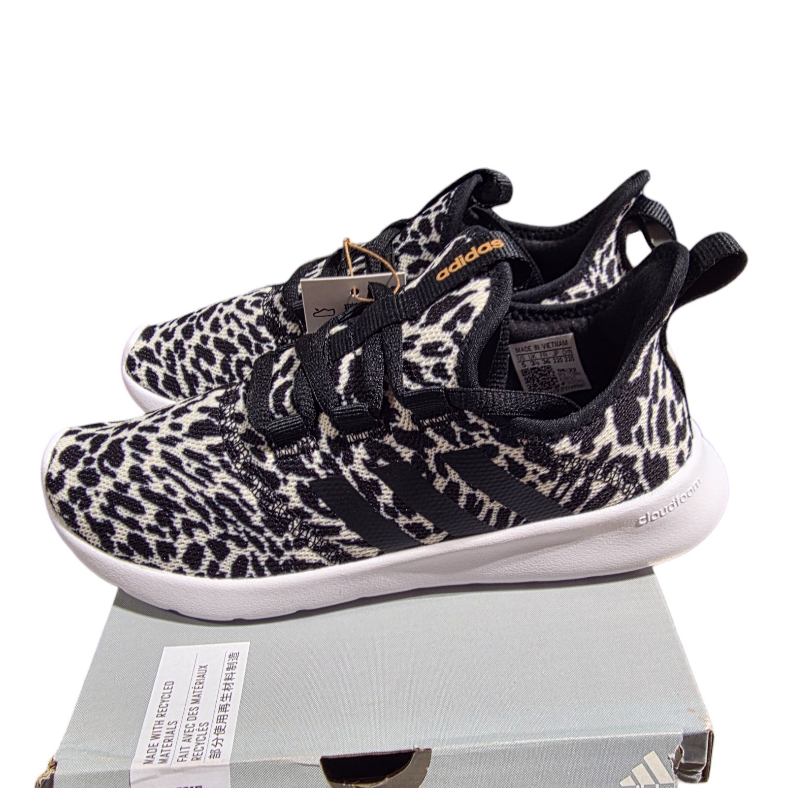 adidas Cloudfoam Pure 2.0 Black White Leopard Running GW4347 – Women’s 5 NEW
